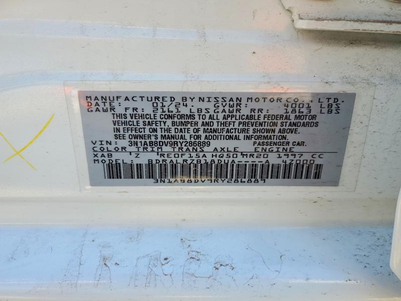 2024 Nissan Sentra მანქანა იყიდება აუქციონზე, vin: 3N1AB8DV9RY286889, აუქციონის ნომერი: 58819286