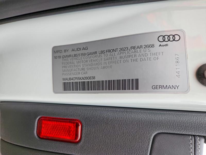 Продаж на аукціоні авто 2019 Audi S5, vin: WAUB4CF55KA090838, номер лоту: 57912976