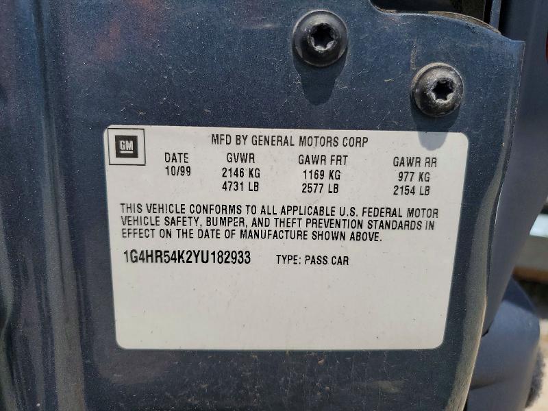 55913786 :رقم المزاد ، 1G4HR54K2YU182933 vin ، 2000 Buick Lesabre مزاد بيع