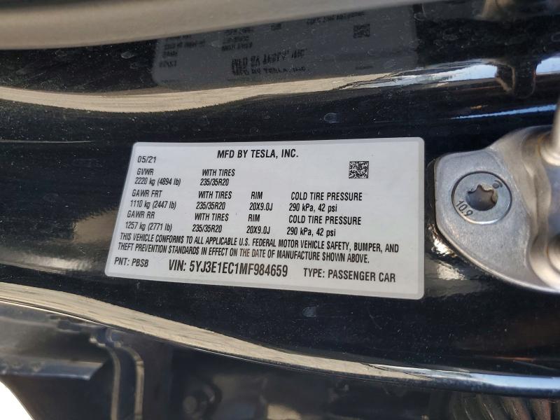 Продаж на аукціоні авто 2021 Tesla Model 3, vin: 5YJ3E1EC1MF984659, номер лоту: 55405966