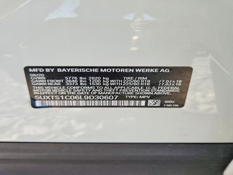 Aukcja sprzedaży 2020 Bmw X3, vin: 5UXTS1C06L9D30607, numer aukcji: 58744746