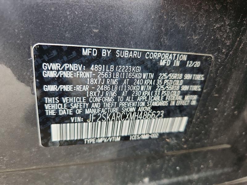 Aukcja sprzedaży 2021 Subaru Forester, vin: JF2SKARCXMH486623, numer aukcji: 57837476