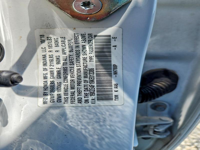 2019 Honda Insight მანქანა იყიდება აუქციონზე, vin: 19XZE4F19KE013386, აუქციონის ნომერი: 56170986