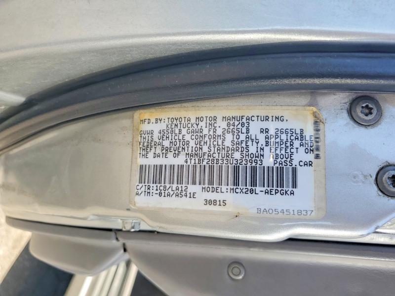 56218696 :رقم المزاد ، 4T1BF28B33U323993 vin ، 2003 Toyota Avalon مزاد بيع