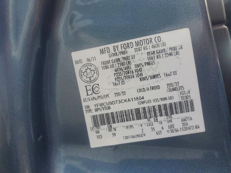 56783516 :رقم المزاد ، 1FMCU9D73CKA11804 vin ، 2012 Ford Escape مزاد بيع