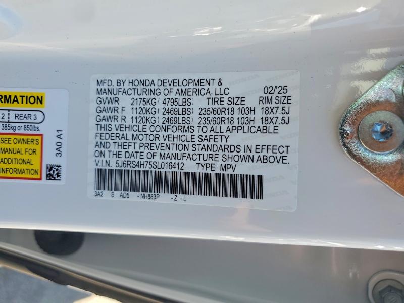 Aukcja sprzedaży 2025 Honda Cr-v, vin: 5J6RS4H75SL016412, numer aukcji: 56090686