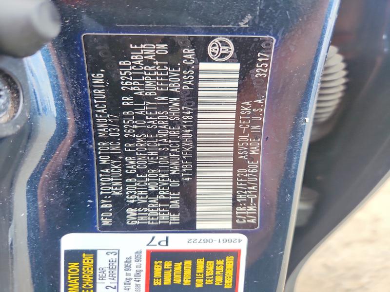 Aukcja sprzedaży 2017 Toyota Camry, vin: 4T1BF1FKXHU411847, numer aukcji: 56061086