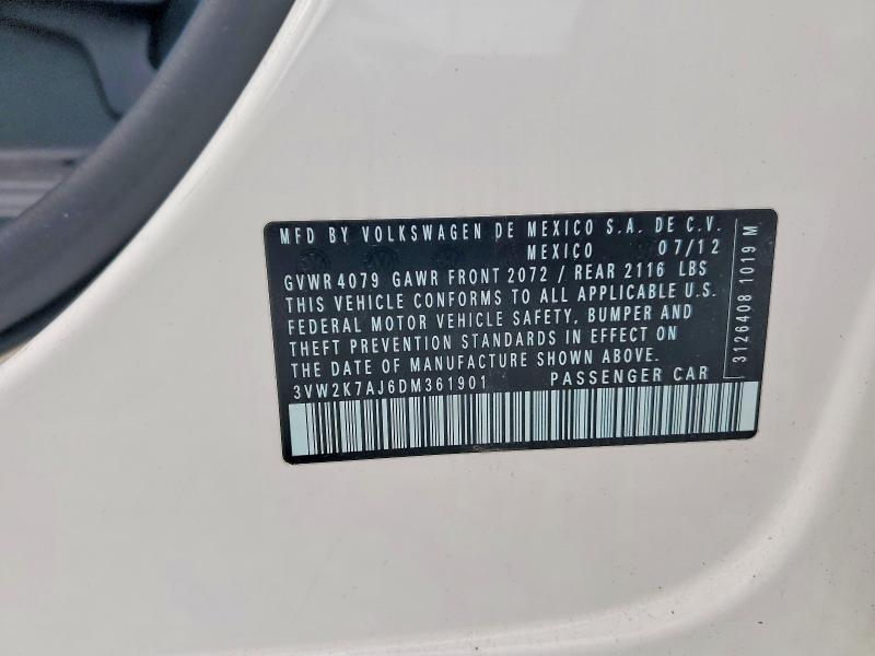 56607606 :رقم المزاد ، 3VW2K7AJ6DM361901 vin ، 2013 Volkswagen Jetta مزاد بيع