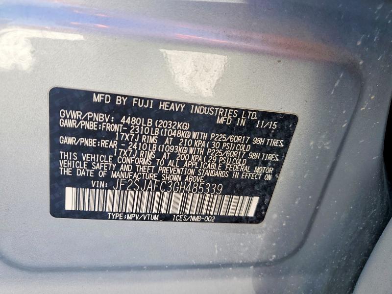 58183716 :رقم المزاد ، JF2SJAFC3GH485339 vin ، 2016 Subaru Forester مزاد بيع
