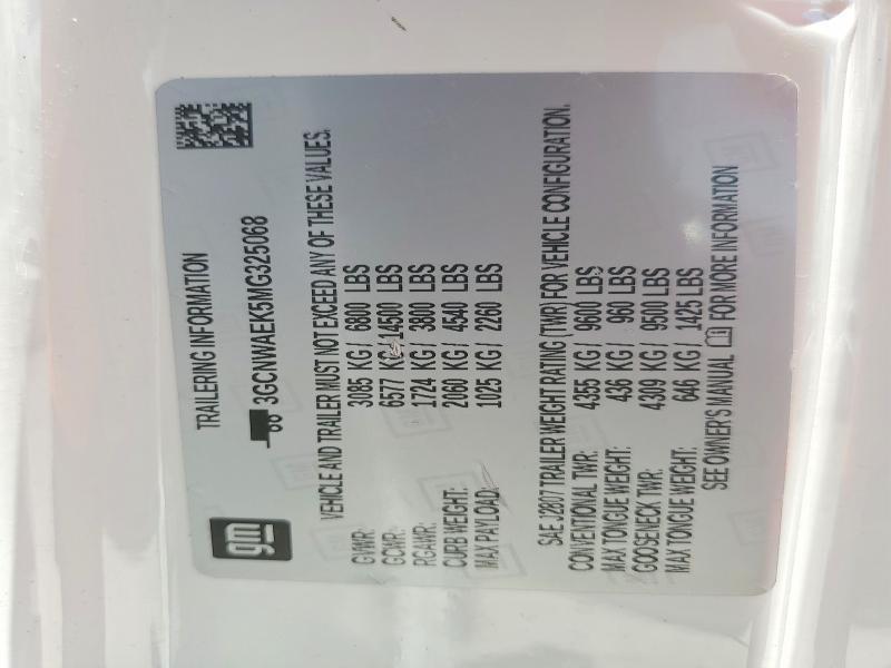 57354796 :رقم المزاد ، 3GCNWAEK5MG325068 vin ، 2021 Chevrolet Silverado مزاد بيع