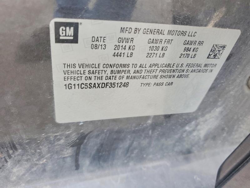 2013 Chevrolet Malibu მანქანა იყიდება აუქციონზე, vin: 1G11C5SAXDF351248, აუქციონის ნომერი: 56035546
