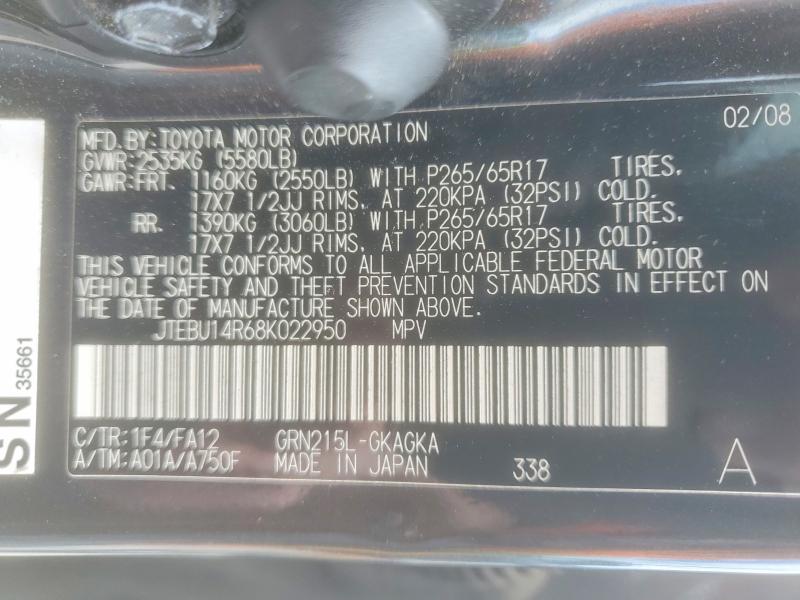 Aukcja sprzedaży 2008 Toyota 4runner, vin: JTEBU14R68K022950, numer aukcji: 57329166