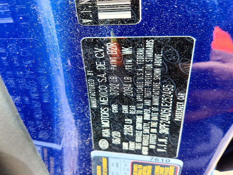 56447526 :رقم المزاد ، 3KPF24AD5LE252495 vin ، 2020 Kia Forte مزاد بيع