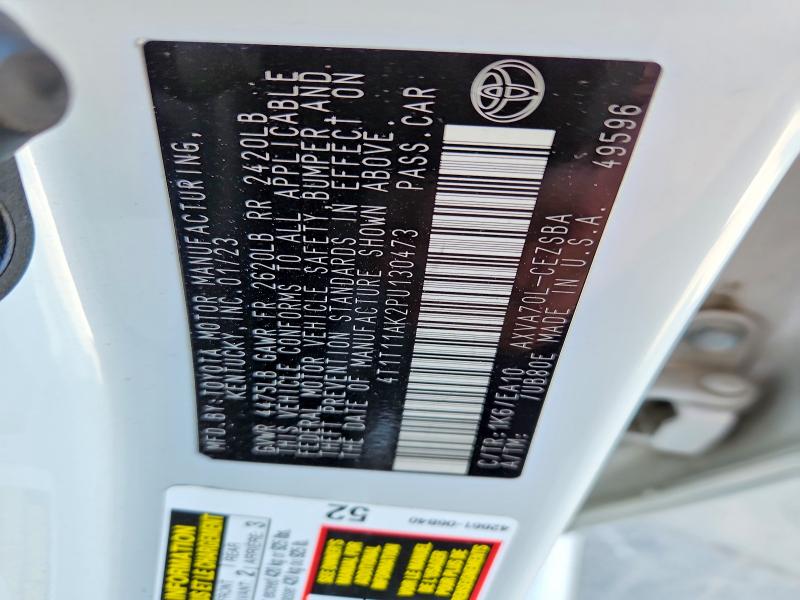 58429416 :رقم المزاد ، 4T1T11AK2PU130473 vin ، 2023 Toyota Camry مزاد بيع