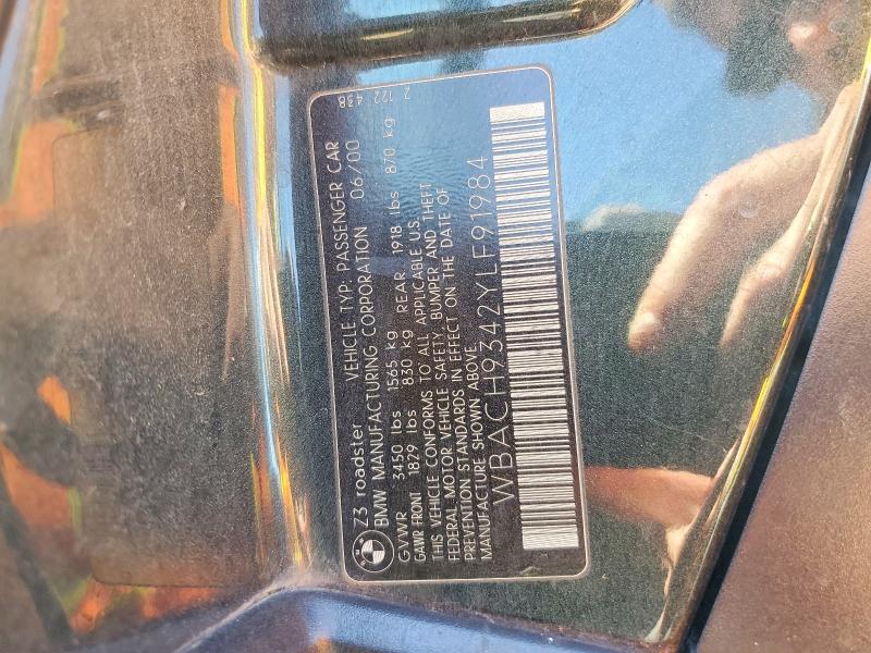 Aukcja sprzedaży 2000 Bmw Z3, vin: WBACH9342YLF91984, numer aukcji: 58826696