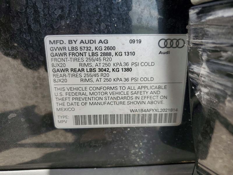 2020 Audi Sq5 მანქანა იყიდება აუქციონზე, vin: WA1B4AFYXL2021814, აუქციონის ნომერი: 57946826