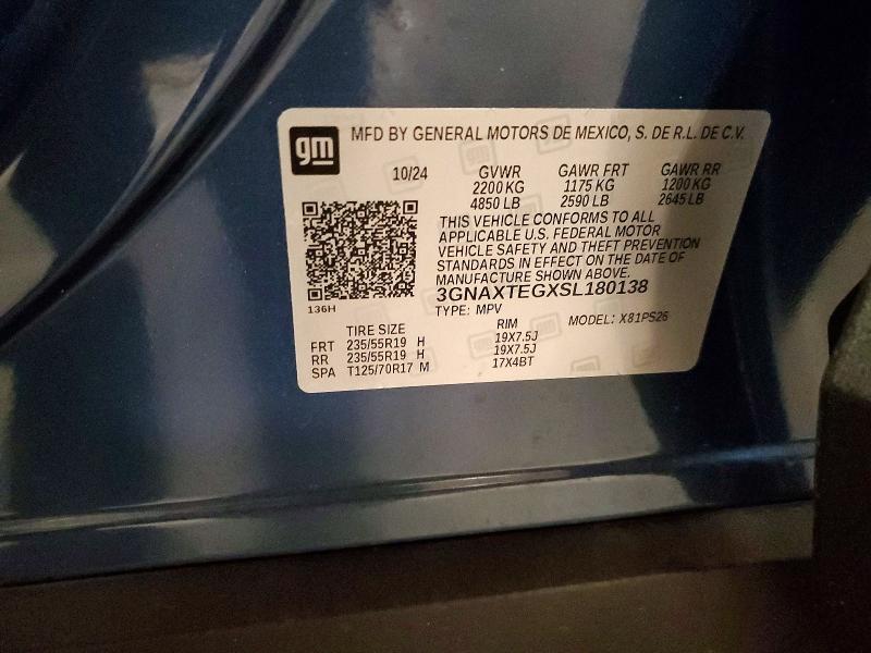 55760726 :رقم المزاد ، 3GNAXTEGXSL180138 vin ، 2025 Chevrolet Equinox مزاد بيع