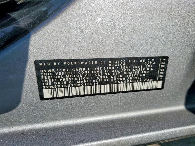Aukcja sprzedaży 2025 Volkswagen Jetta, vin: 3VW5X7BU7SM028014, numer aukcji: 52518756