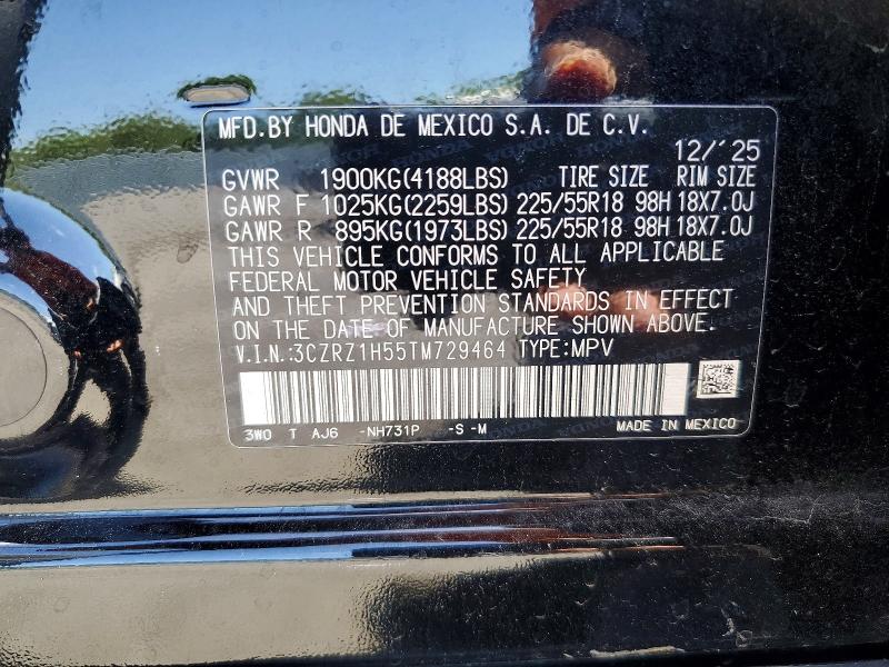 Продажа на аукционе авто 2026 Honda Hr-v, vin: 3CZRZ1H55TM729464, номер лота: 58122116