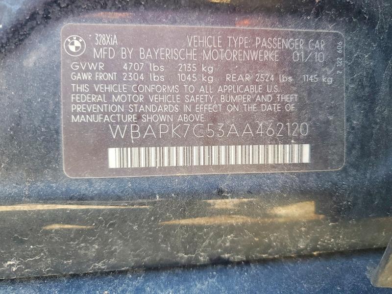 Продажа на аукционе авто 2010 Bmw 328, vin: WBAPK7C53AA462120, номер лота: 57117906