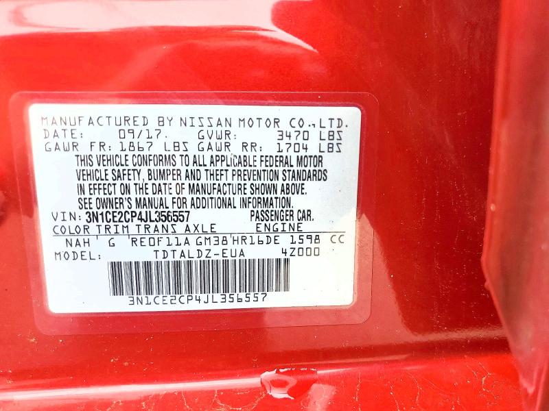 Продажа на аукционе авто 2018 Nissan Versa Note, vin: 3N1CE2CP4JL356557, номер лота: 57422966
