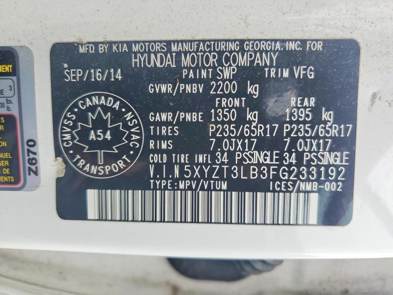 2015 Hyundai Santa Fe Sport მანქანა იყიდება აუქციონზე, vin: 5XYZT3LB3FG233192, აუქციონის ნომერი: 56260976