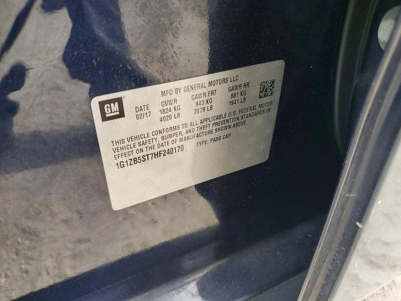 57861886 :رقم المزاد ، 1G1ZB5ST7HF240170 vin ، 2017 Chevrolet Malibu مزاد بيع