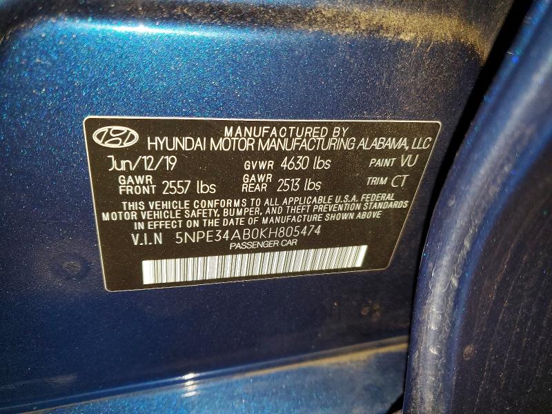 Продаж на аукціоні авто 2019 Hyundai Sonata, vin: 5NPE34AB0KH805474, номер лоту: 58589236