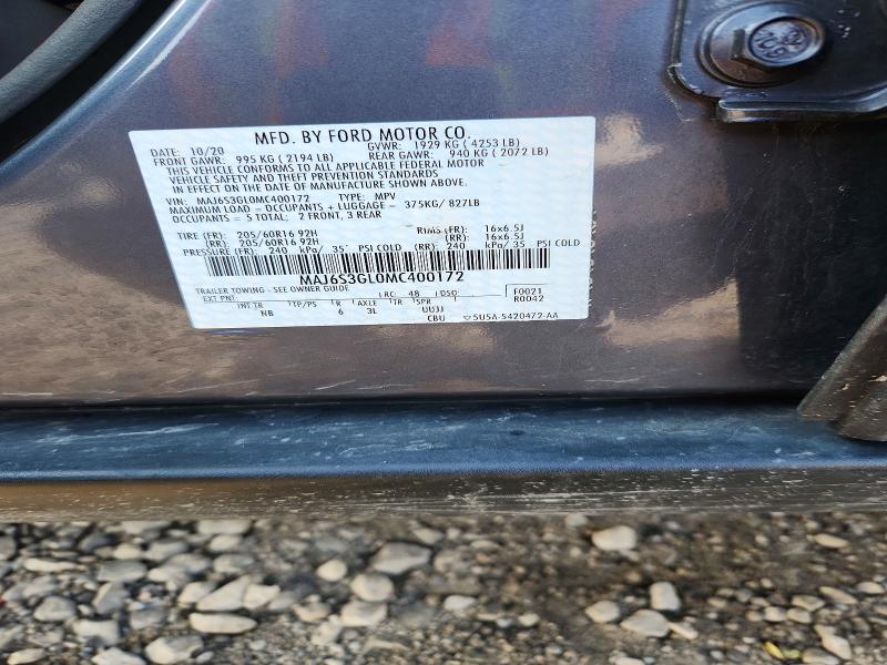 2021 Ford Ecosport მანქანა იყიდება აუქციონზე, vin: MAJ6S3GL0MC400172, აუქციონის ნომერი: 59057106