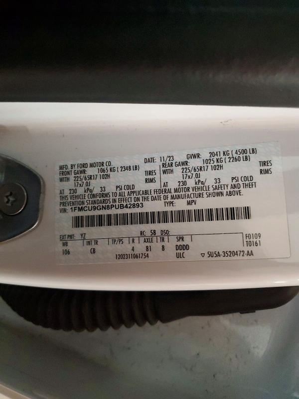 Продажа на аукционе авто 2023 Ford Escape, vin: 1FMCU9GN8PUB42893, номер лота: 55688236