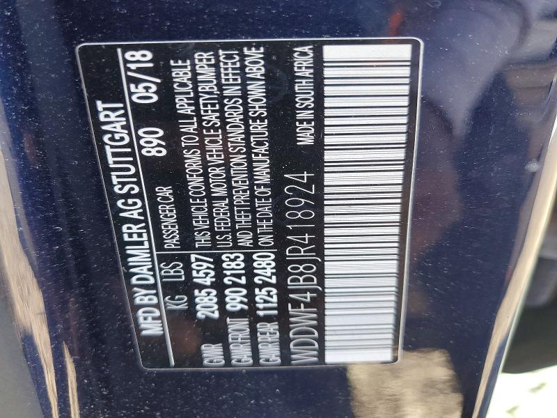 2018 Mercedes-benz C მანქანა იყიდება აუქციონზე, vin: WDDWF4JB8JR418924, აუქციონის ნომერი: 58272696