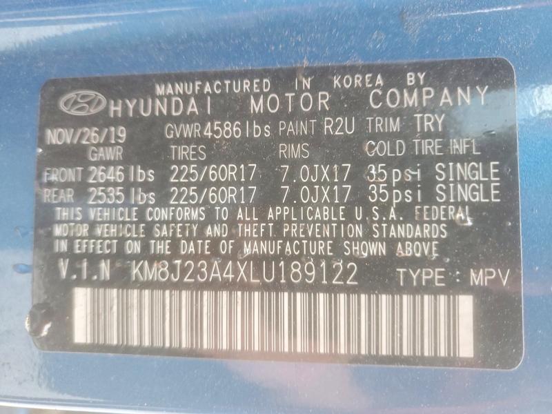 Aukcja sprzedaży 2020 Hyundai Tucson, vin: KM8J23A4XLU189122, numer aukcji: 58537626