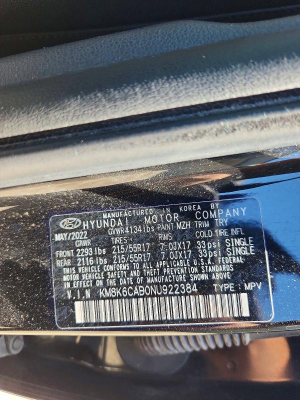 55916606 :رقم المزاد ، KM8K6CAB0NU922384 vin ، 2022 Hyundai Kona مزاد بيع
