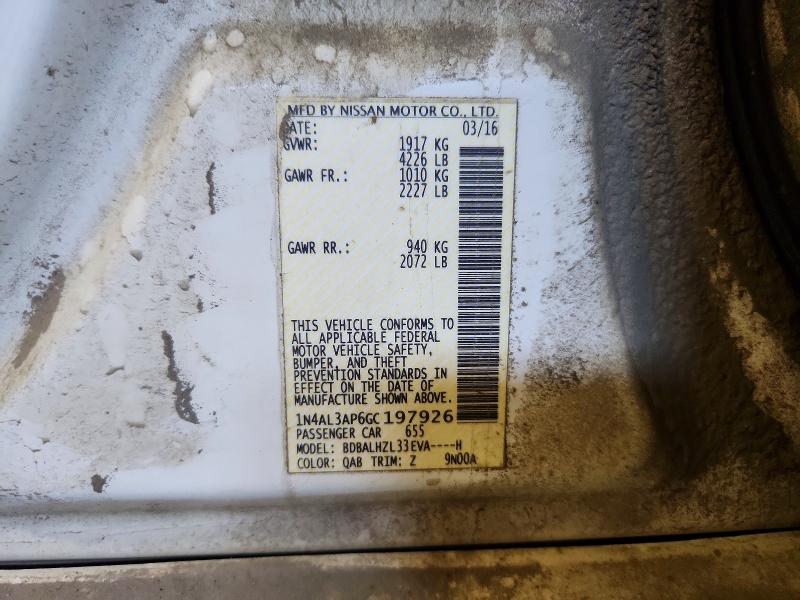 2016 Nissan Altima მანქანა იყიდება აუქციონზე, vin: 1N4AL3AP6GC197926, აუქციონის ნომერი: 56686056