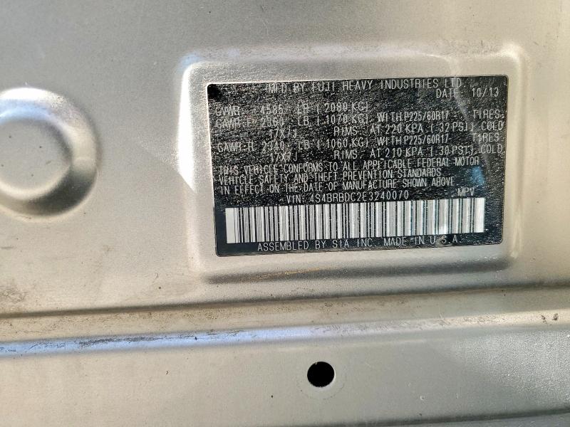 Aukcja sprzedaży 2014 Subaru Outback, vin: 4S4BRBDC2E3240070, numer aukcji: 57963926