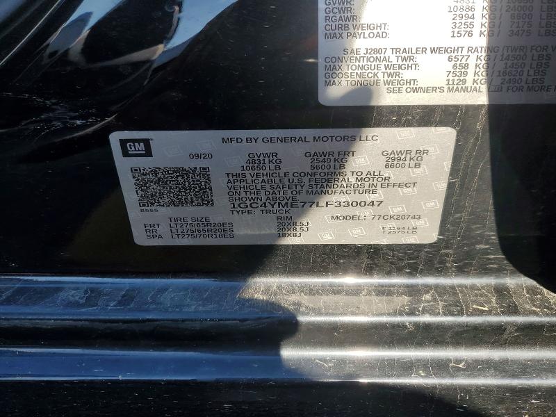 Продаж на аукціоні авто 2020 Chevrolet Silverado, vin: 1GC4YME77LF330047, номер лоту: 56411356