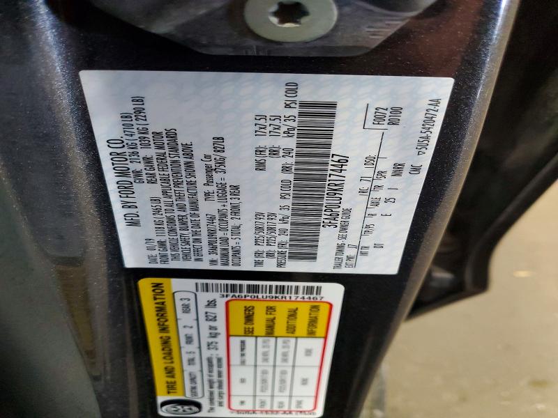 Продаж на аукціоні авто 2019 Ford Fusion, vin: 3FA6P0LU9KR174467, номер лоту: 56539436