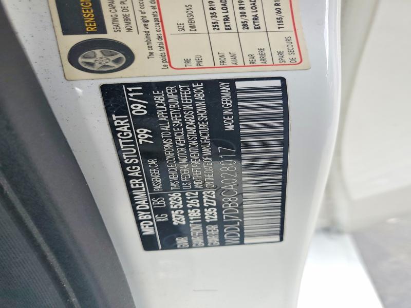 2012 Mercedes-benz Cls მანქანა იყიდება აუქციონზე, vin: WDDLJ7DB8CA028017, აუქციონის ნომერი: 58967536