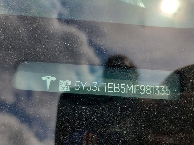 Продажа на аукционе авто 2021 Tesla Model 3, vin: 5YJ3E1EB5MF981335, номер лота: 57443246