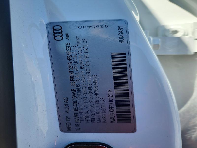 Продажа на аукционе авто 2019 Audi A3, vin: WAUGUGFF1K1012188, номер лота: 56191566