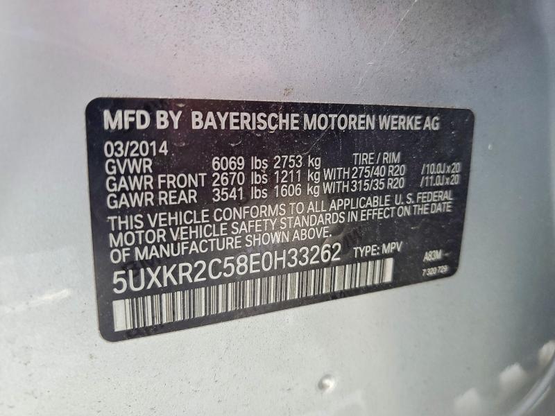 Продаж на аукціоні авто 2014 Bmw X5, vin: 5UXKR2C58E0H33262, номер лоту: 58218676