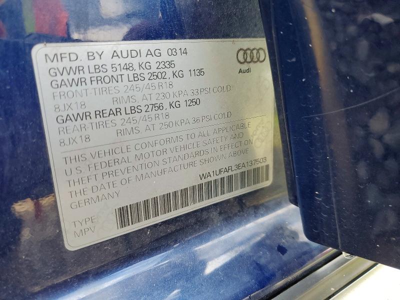 2014 Audi A4 Allroad მანქანა იყიდება აუქციონზე, vin: WA1UFAFL3EA137503, აუქციონის ნომერი: 58518996