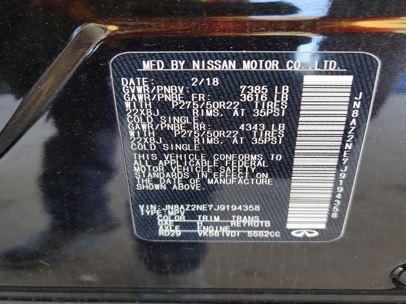 Продаж на аукціоні авто 2018 Infiniti Qx80, vin: JN8AZ2NE7J9194358, номер лоту: 56063276