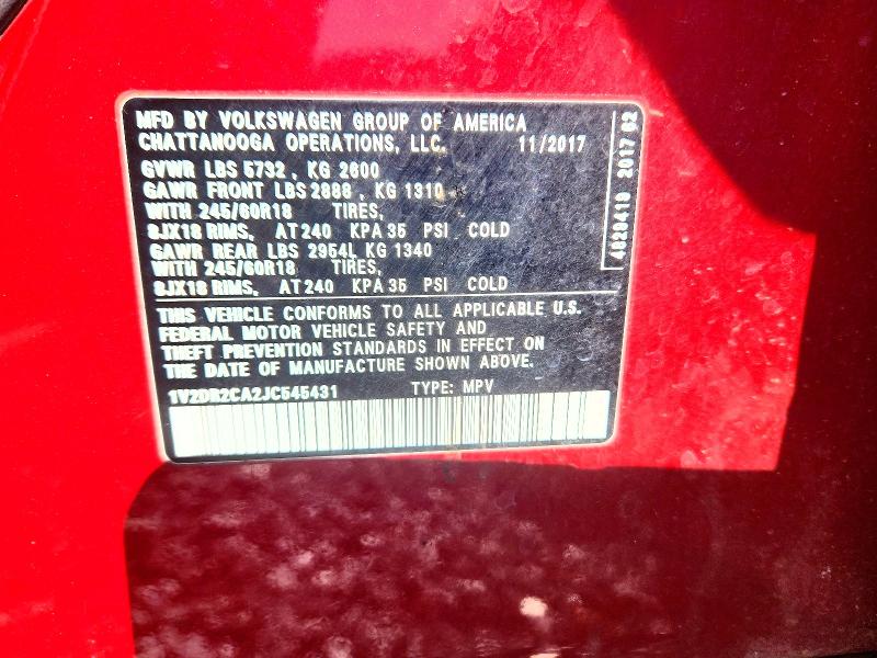 Aukcja sprzedaży 2018 Volkswagen Atlas, vin: 1V2DR2CA2JC545431, numer aukcji: 55584246