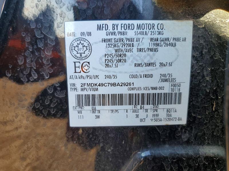 Aukcja sprzedaży 2009 Ford Edge, vin: 2FMDK49C79BA29261, numer aukcji: 57350126