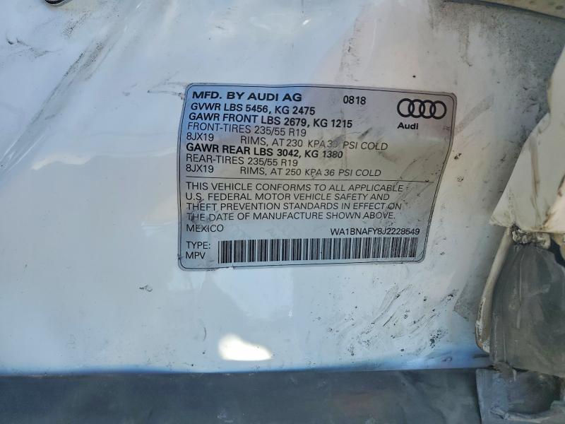 55364776 :رقم المزاد ، WA1BNAFY8J2228549 vin ، 2018 Audi Q5 مزاد بيع