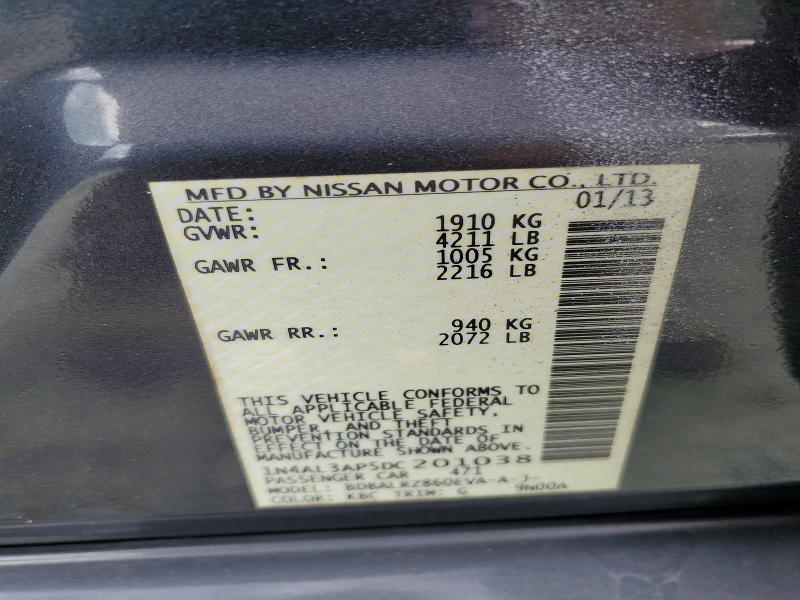 Продажа на аукционе авто 2013 Nissan Altima, vin: 1N4AL3AP5DC201038, номер лота: 57621376