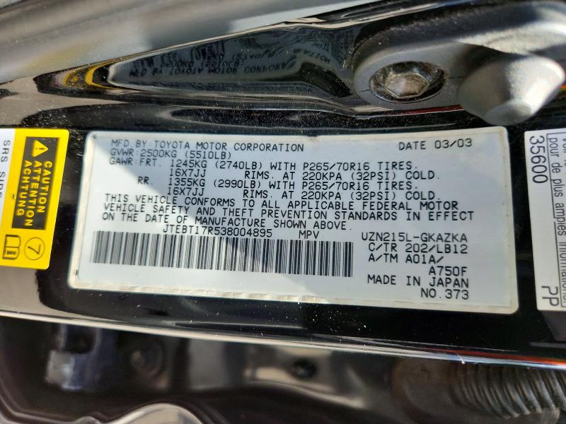 Продажа на аукционе авто 2003 Toyt 4runner, vin: JTEBT17R538004895, номер лота: 56434226