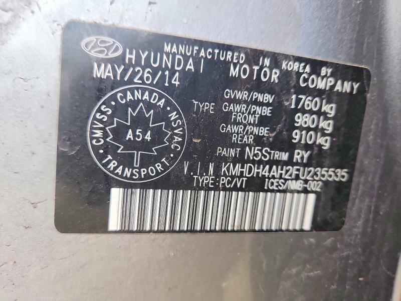 Aukcja sprzedaży 2015 Hyundai Elantra, vin: KMHDH4AH2FU235535, numer aukcji: 57150756