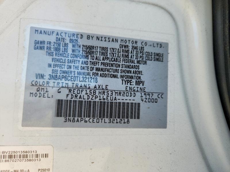 2026 Nissan Kicks მანქანა იყიდება აუქციონზე, vin: 3N8AP6CE0TL321218, აუქციონის ნომერი: 55941196